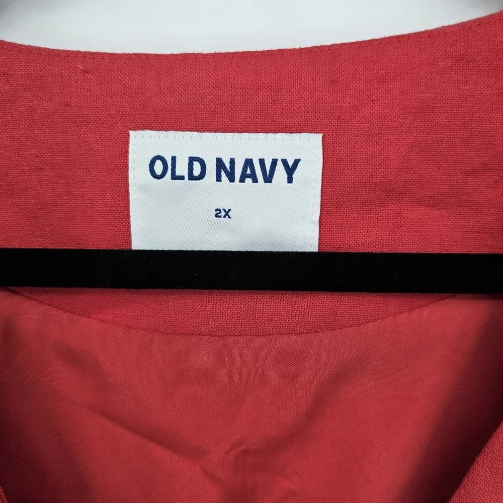 Old Navy Red Linen Blend Button Front Vest Plus Size 2X - Picture 3 of 5